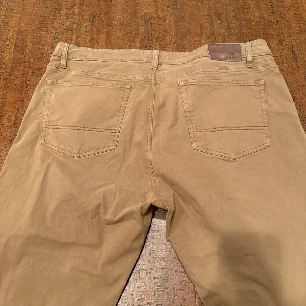 Orvis Pants Mens 40x30 Khaki Brown Five Pocket Pants - Picture 5 of 6
